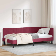  Sarokágy keret fejtámlával bordó 90 x 200 cm Bársony ágy és ágykellék