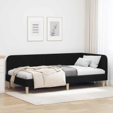  Sarokágy keret fejtámlával Fekete 100 x 200 cm szövet ágy és ágykellék