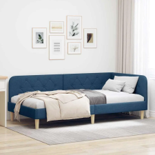  Sarokágy keret fejtámlával Kék 100 x 200 cm szövet ágy és ágykellék