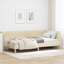  Sarokágy keret fejtámlával Krém 90 x 200 cm szövet ágy és ágykellék