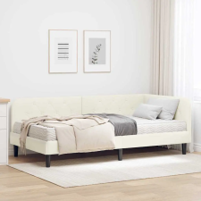  Sarokágy keret matracmal fejtámlával Krém 100 x 200 cm Bársony ágy és ágykellék