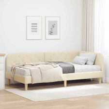  Sarokágy keret matracmal fejtámlával Krém 100 x 200 cm szövet ágy és ágykellék