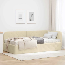  Sarokágy keret matracmal fejtámlával Krém 90 x 190 cm szövet ágy és ágykellék
