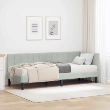  Sarokágy keret matracmal Világosszürke 80 x 200 cm Bársony ágy és ágykellék