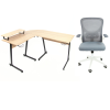  Sarokasztal készlet Hast - tölgy/fekete + szék APA szürke/fehér konstrukció