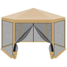 Saska Garden hatszögletű kerti pavilon szúnyoghálóval 2x2x2x2.5m kerti bútor