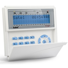  Satel INT-KLCD-BL LCD kezelő INTEGRA központokhoz, lenyíló billentyűzetvédővel, kék háttérfény és kijelző biztonságtechnikai eszköz