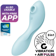Satisfyer Curvy Trinity 5+ - okos léghullámos 2in1 vibrátor (kék) vibrátorok