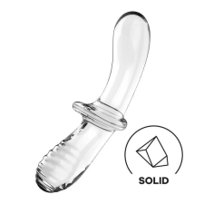 Satisfyer Double Crystal - 2 végű üveg dildó (áttetsző) műpénisz, dildó