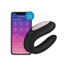 Satisfyer Double Joy - okos, akkus, vízálló párvibrátor (fekete) vibrátorok
