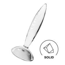 Satisfyer Sparkling Crystal - bordázott üveg dildó (áttetsző) műpénisz, dildó