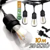 Savineo Kültéri fényfüzér kerti égősor girland 10m + 20db 1W LED izzó IP44 E27 Sorolható
