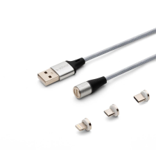 Savio 3az1-ben type-C,Micro USB,Lightning mágneses kábel 1m ezüst (CL-153) kábel és adapter