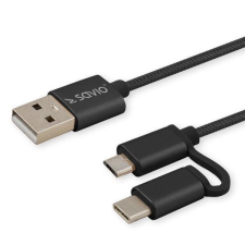 Savio CL-128 2in1 USB-A - micro USB / USB-C kábel 1m kábel és adapter
