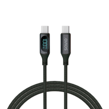 Savio CL-174 USB-C - USB-C kábel 1m fekete kábel és adapter