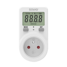 Savio Wattmeter SAVIO LCD AE-02 dugalj fogyasztásmérővel - Fehér (SAVAE-02) okos kiegészítő