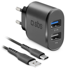 SBS TEKITTRC2U2AFASTK 2x USB Type-A Hálózati töltő - Fekete (10W) mobiltelefon kellék