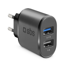 SBS TETR2USB21AFAST 2x USB Type-A Hálózati töltő - Fekete (10W) (TETR2USB21AFAST) mobiltelefon kellék