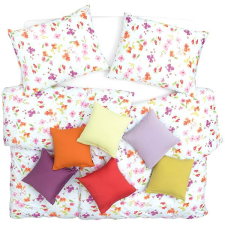 Scanquilt JERSEY ágyneműhuzat, virágok + csíkok, rózsaszín-türkizkék, 140 × 200/70 × 90 cm lakástextília