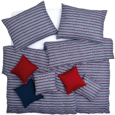 Scanquilt povlečení JERSEY proužky modročervená 140 × 200/70 × 90 cm lakástextília