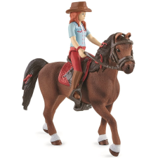 Schleich Vörös hajú Hannah mozgó végtagokkal lovon játékfigura