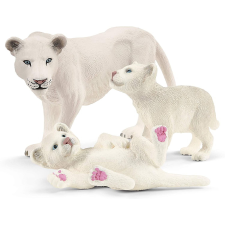 Schleich Wild Life: Fehér oroszlán anya kölykeivel játékfigura