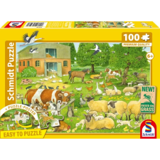 Schmidt Puzzle játék 100 darabos Állatcsaládok a farmon puzzle, kirakós