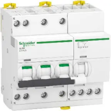 SCHNEIDER A9DH3710 ACTI9 iCV40 áramvédős kismegszakító, AC osztály, 3P-N, B, 10A, 30mA villanyszerelés
