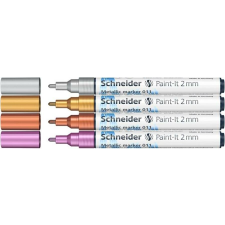 SCHNEIDER Akril marker készlet, 2 mm, SCHNEIDER "Paint-It 011", 4 különböző metálfényű szín filctoll, marker