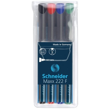 SCHNEIDER Alkoholos marker készlet, OHP, 0,7 mm, SCHNEIDER "Maxx 222 F", 4 különböző szín filctoll, marker