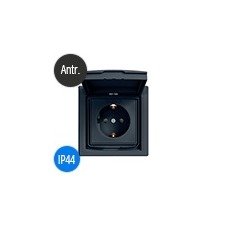 Schneider Electric Asfora - Aljzat 2P+F, kültéri, komplett, antracit villanyszerelés