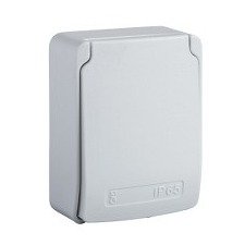 Schneider Electric Schneider 81146 PRATIKA Háztartási aljzat, 2P+F, 65x85, szürke, IP65, olasz villanyszerelés