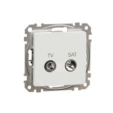 Schneider Electric SDD111474S átmenő TV-SAT csatlakozóaljzat 7 dB(TV) 3 dB (SAT), fehér burkolattal, keret nélkül, csavaros bekötés (Sedna Design / Elements) villanyszerelés