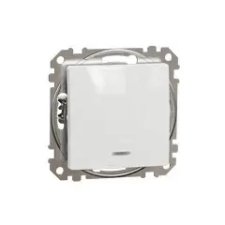 Schneider Electric Sedna Design Váltóérintkezős nyomó, kék jelzőfénnyel, rugós bekötés, 10A, fehér villanyszerelés