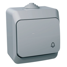 Schneider Electric Zrt. Schneider Cedar egypólusú nyomó, csengőjellel, IP44, szürke (Plus) villanyszerelés