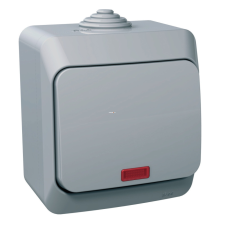 Schneider Electric Zrt. Schneider Cedar váltókapcsoló, jelzőfénnyel, IP44, szürke (Plus) villanyszerelés