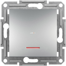 Schneider Electric Zrt. Schneider Electric Asfora süllyesztett egypólusú nyomókapcsoló fedéllel, jelzőfénnyel, alumínium villanyszerelés