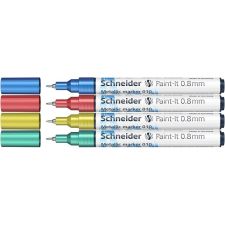 SCHNEIDER Metálfény&#369; marker készlet, 0,8 mm, schneider &quot;paint-it 010&quot;, 4 különböz&#337; szín ml01011502 filctoll, marker