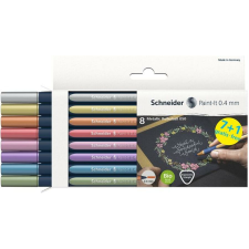 SCHNEIDER Metálfényű rollertoll készlet, 0,4 mm, SCHNEIDER "Paint-It 050" 8 különböző szín toll