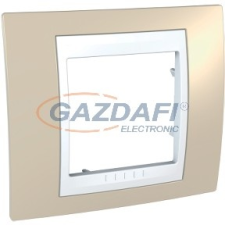 SCHNEIDER MGU6.002.867 UNICA Plus egyes keret, fehér betéttel, homok villanyszerelés