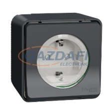 SCHNEIDER MUR36731 MUREVA Styl 2P+F csatlakozóaljzat, GYV, csapófedéllel, csavaros, komplett, antracitszürke villanyszerelés
