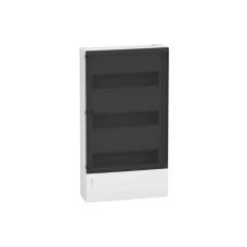 SCHNEIDER RESI9 MP Kiselosztó, füstszínű átlátszó ajtó, falon kívüli, 3x12 modul, PEN sín, komplett, fehér villanyszerelés