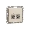 SCHNEIDER SDD112467S ÚJ SEDNA 2xRJ45 Cat6A STP aljzat, bézs