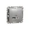 SCHNEIDER SDD113402 ÚJ SEDNA Dupla USB töltő, A+C, 2.4A, alumínium