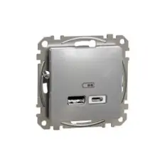 SCHNEIDER SDD113402 ÚJ SEDNA Dupla USB töltő, A+C, 2.4A, alumínium villanyszerelés