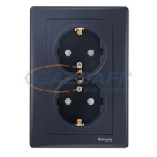 SCHNEIDER SDN3000470 SEDNA 2x2P+F csatlakozóaljzat gyermekvédelemmel, csavaros bekötés, 16A, grafit villanyszerelés