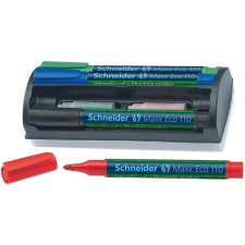 SCHNEIDER Tábla- és flipchart marker készlet, 1-3 mm, szivaccsal, SCHNEIDER &quot;Maxx Eco&quot;, 4 különböző szín flipchart