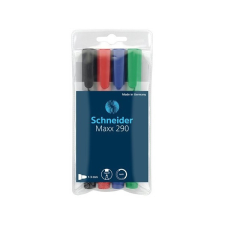 SCHNEIDER Tábla- és flipchart marker készlet, 2-3 mm, kúpos, SCHNEIDER &quot;Maxx 290&quot;, 4 különböző szín flipchart