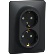 SCHNEIDER ÚJ SEDNA 2x2P+F csatlakozóaljzat biztonsági zsaluval, csavaros bekötés, 16A, kerettel, antracit villanyszerelés