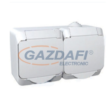 SCHNEIDER WDE000523 CEDAR PLUS 2x2P+F csatlakozóaljzat, gyermekvédelemmel, csapófedéllel, IP44, fehér villanyszerelés